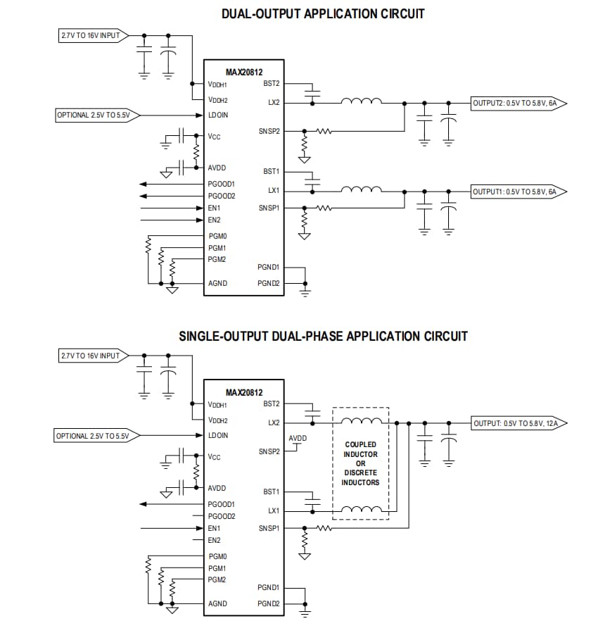 Applikations-Schaltungsdiagramm - Analog Devices / Maxim Integrated MAX20812 Abwärtsschaltregler
